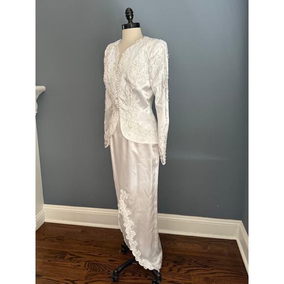 Vintage 2-Piece Wedding Bridal Set Victorian Romantic Peplum SteamPunk Bustle - Picture 7 of 12